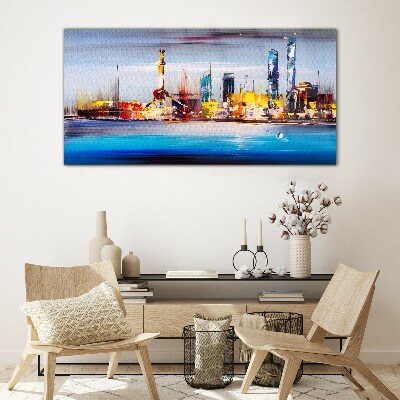 Glasbild Modernes Stadtpanorama