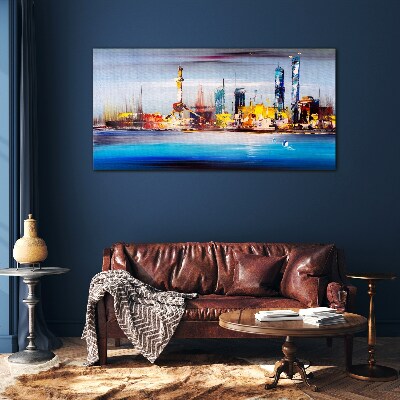 Glasbild Modernes Stadtpanorama