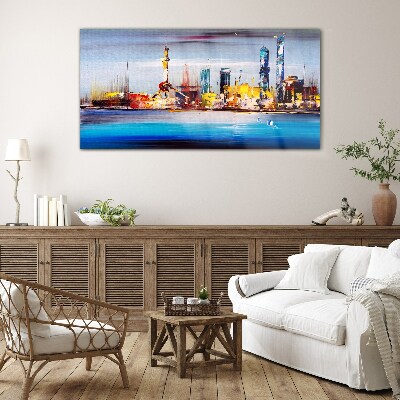 Glasbild Modernes Stadtpanorama