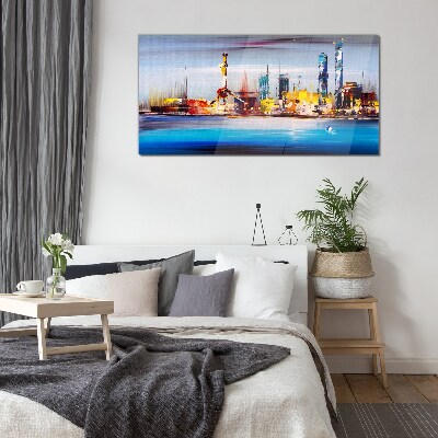 Glasbild Modernes Stadtpanorama