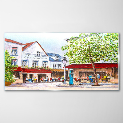 Foto auf glas Eine Cafégasse in der Stadt
