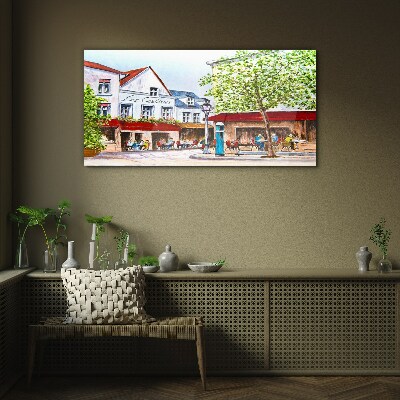 Foto auf glas Eine Cafégasse in der Stadt