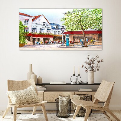 Foto auf glas Eine Cafégasse in der Stadt