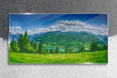 Bild aus glas Grüne Berglandschaft im Sommer