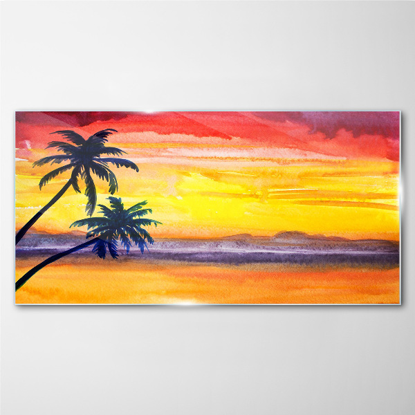Bild auf glas drucken Tropischer Sonnenuntergang über dem Strand