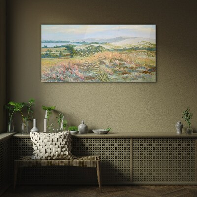 Glasbild Sommerliche Feldlandschaft
