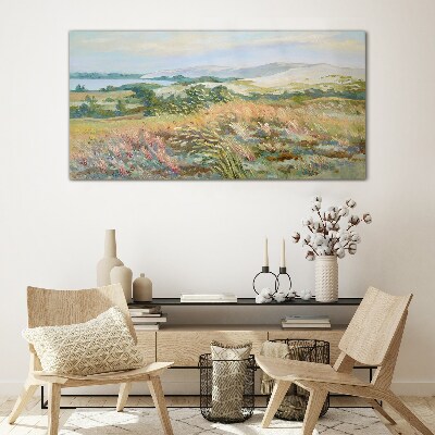Glasbild Sommerliche Feldlandschaft