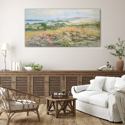 Glasbild Sommerliche Feldlandschaft