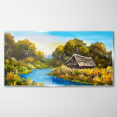Foto auf glas Friedliche ländliche Landschaft im Sommer