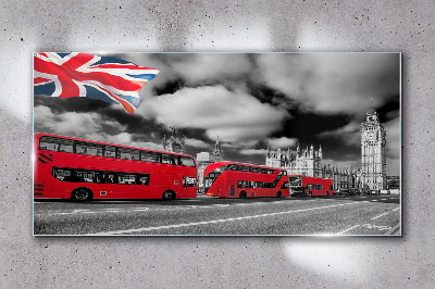 Glasbild Straßen-London-Bus