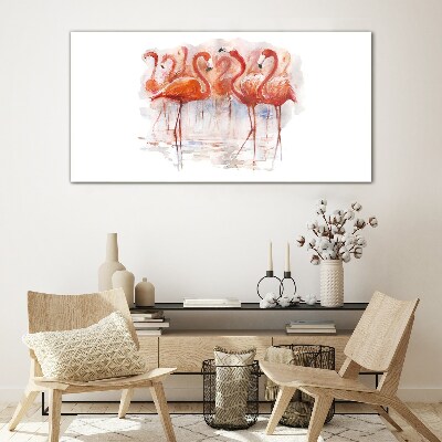 Glasbild Abstrakter Tierflamingo