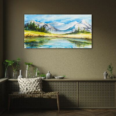 Bild auf glas Berglandschaft in Aquarell