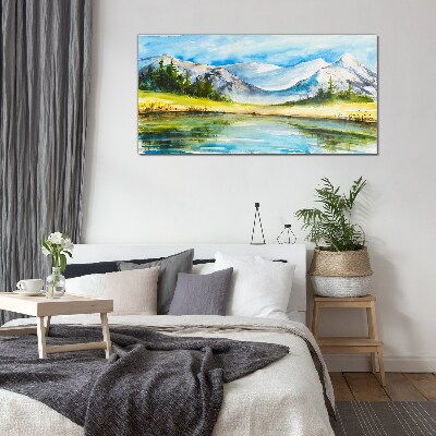 Bild auf glas Berglandschaft in Aquarell