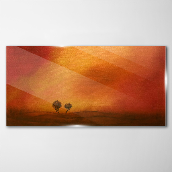 Glasbild Sonnenuntergang über dem Horizont
