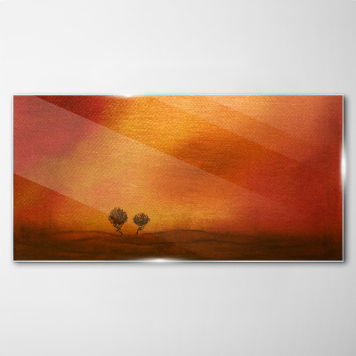 Glasbild Sonnenuntergang über dem Horizont