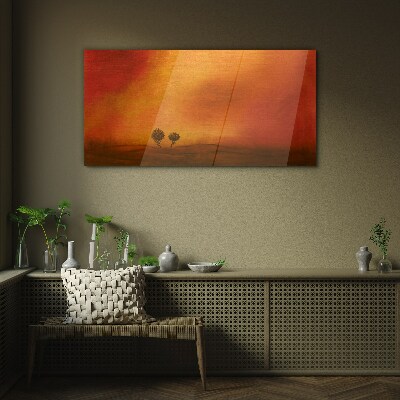 Glasbild Sonnenuntergang über dem Horizont