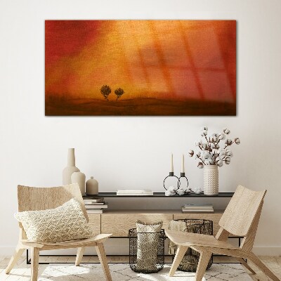 Glasbild Sonnenuntergang über dem Horizont