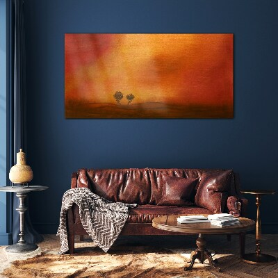 Glasbild Sonnenuntergang über dem Horizont