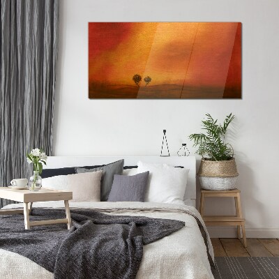 Glasbild Sonnenuntergang über dem Horizont