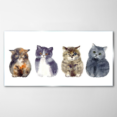 Foto auf glas Aquarell-Katzenporträts