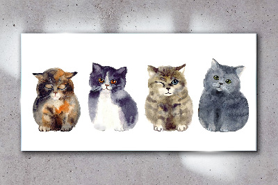 Foto auf glas Aquarell-Katzenporträts