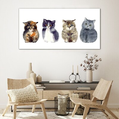 Foto auf glas Aquarell-Katzenporträts