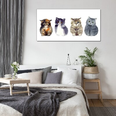 Foto auf glas Aquarell-Katzenporträts