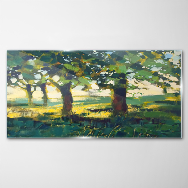 Glasbild Sommerbäume im Sonnenlicht