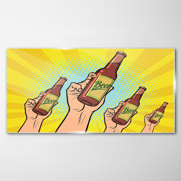 Glasbild Fröhliches Anstoßen mit Bier
