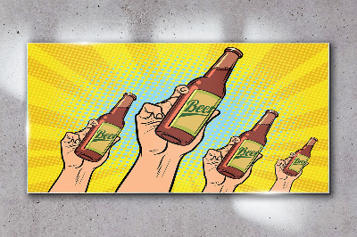 Glasbild Fröhliches Anstoßen mit Bier