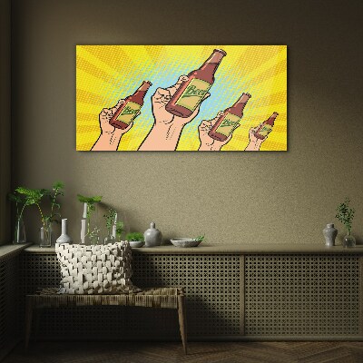 Glasbild Fröhliches Anstoßen mit Bier