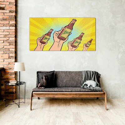 Glasbild Fröhliches Anstoßen mit Bier