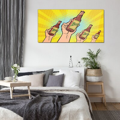 Glasbild Fröhliches Anstoßen mit Bier