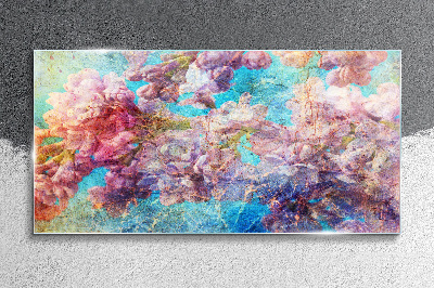 Glasbild Blumenlandschaft in Pastelltönen