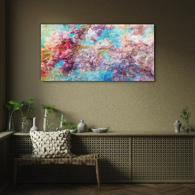 Glasbild Blumenlandschaft in Pastelltönen
