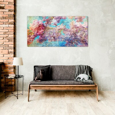 Glasbild Blumenlandschaft in Pastelltönen