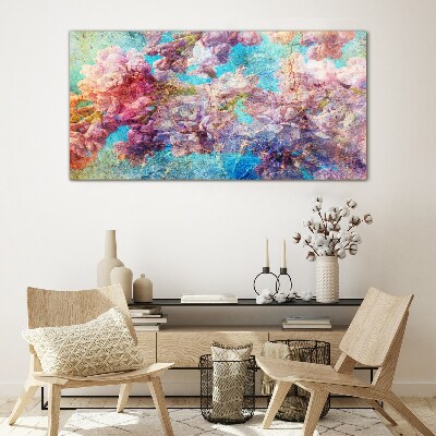 Glasbild Blumenlandschaft in Pastelltönen