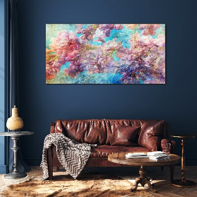 Glasbild Blumenlandschaft in Pastelltönen