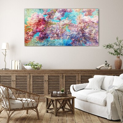 Glasbild Blumenlandschaft in Pastelltönen