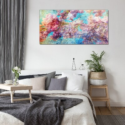 Glasbild Blumenlandschaft in Pastelltönen