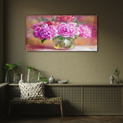 Glasbild Frühlingsblumen in einer Vase