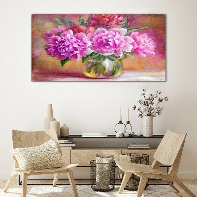Glasbild Frühlingsblumen in einer Vase
