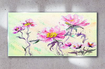 Glasbild Blumenträume in zarten Farbtönen
