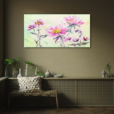 Glasbild Blumenträume in zarten Farbtönen
