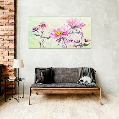 Glasbild Blumenträume in zarten Farbtönen