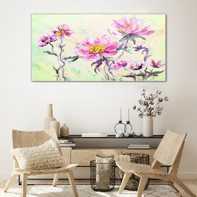Glasbild Blumenträume in zarten Farbtönen