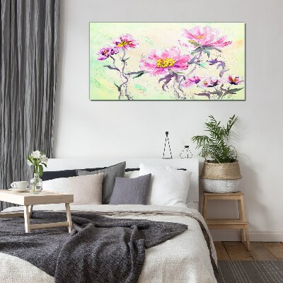 Glasbild Blumenträume in zarten Farbtönen