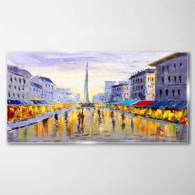 Glasbild Golden Avenue im Abendlicht