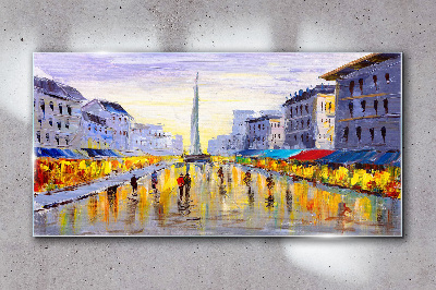 Glasbild Golden Avenue im Abendlicht