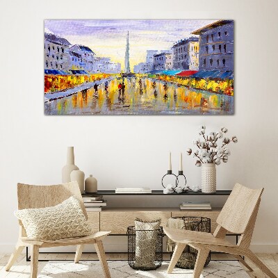 Glasbild Golden Avenue im Abendlicht